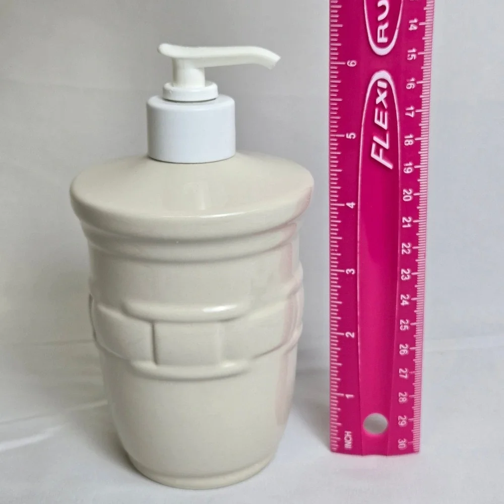 Longaberger Pottery Woven Traditions Soap Lotion Dispenser Ivory 7